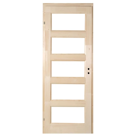 100x210 Zebra5 betétes mélyen üvegezhető fenyőfa beltéri ajtó balos