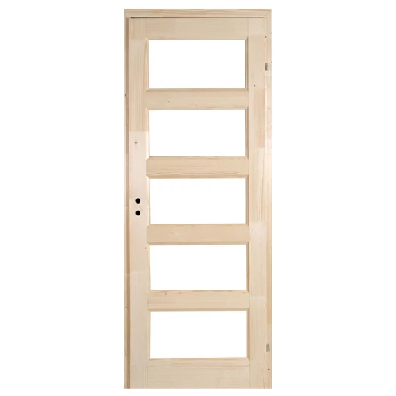 75x210 Zebra5 betétes mélyen üvegezhető fenyőfa beltéri ajtó jobbos